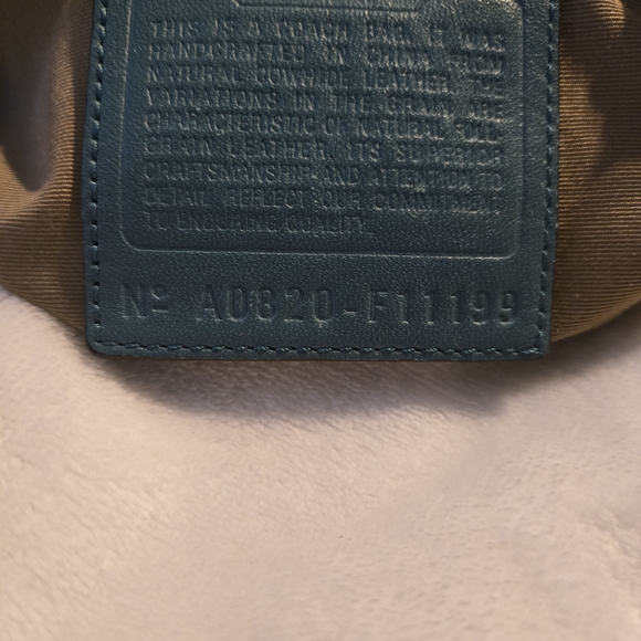 Coach Hampton Blue Leather Shoulder Bag with Gold Accents - Picture 13 of 13